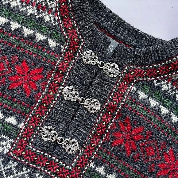 Vintage Sweaters - Squaw Valley Vintage 100% Wool Nordic Fair Isle Sweater Women's Size Medium